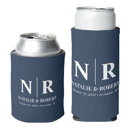 Elegant Wedding Monogram Bride Groom Initials Dosenkühler