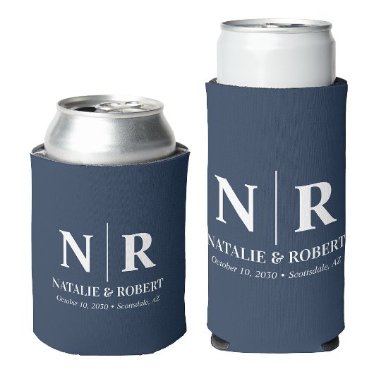 Elegant Wedding Monogram Bride Groom Initials Dosenkühler