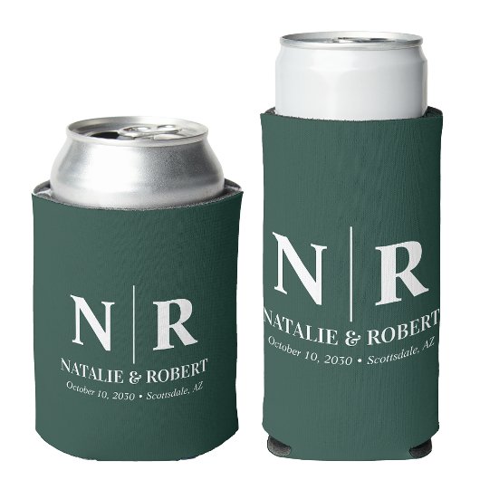 Elegant Wedding Monogram Bride Groom Initials Dosenkühler