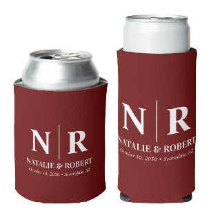 Elegant Wedding Monogram Bride Groom Initials Dosenkühler