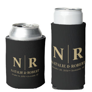 Elegant Wedding Monogram Bride Groom Initials Dosenkühler