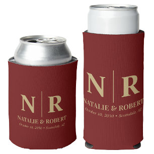 Elegant Wedding Monogram Bride Groom Initials Dosenkühler