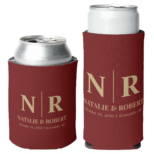 Elegant Wedding Monogram Bride Groom Initials Dosenkühler