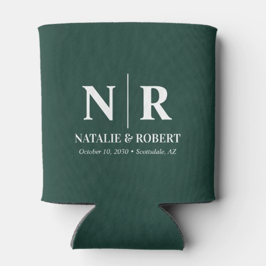 Elegant Wedding Monogram Bride Groom Initials Dosenkühler (Rückseite)