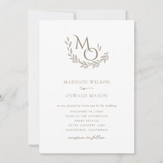 Elegant Wedding Monogram Classic Einladung