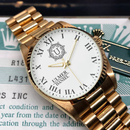 Elegant Wedding Monogram Custom Gift for Couples Armbanduhr