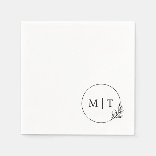 Elegant Wedding Monogram Greenerity Blätter Serviette (Vorderseite)