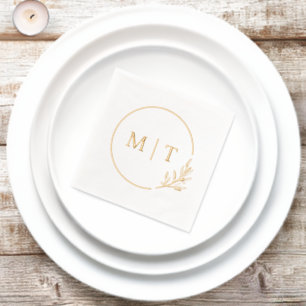 Elegant Wedding Monogram Greenerity Blätter Servietten Mit Folie