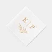 Elegant Wedding Monogram Greenerity Blätter Servietten Mit Folie (Rechts)