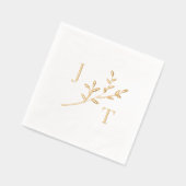 Elegant Wedding Monogram Greenerity Blätter Servietten Mit Folie (Links)