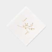 Elegant Wedding Monogram Greenerity Blätter Servietten Mit Folie (Rechts)
