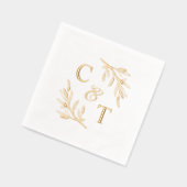 Elegant Wedding Monogram Greenerity Blätter Servietten Mit Folie (Links)