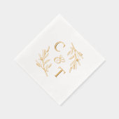 Elegant Wedding Monogram Greenerity Blätter Servietten Mit Folie (Rechts)