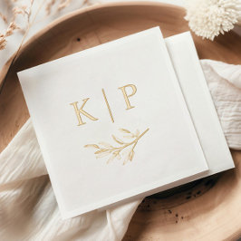 Elegant Wedding Monogram Greenerity Blätter Servietten Mit Folie