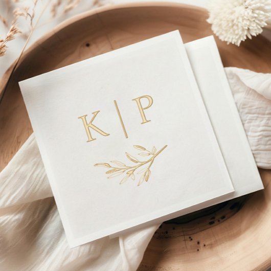 Elegant Wedding Monogram Greenerity Blätter Servietten Mit Folie