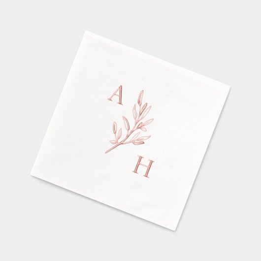 Elegant Wedding Monogram Greenerity Blätter Servietten Mit Folie (Links)