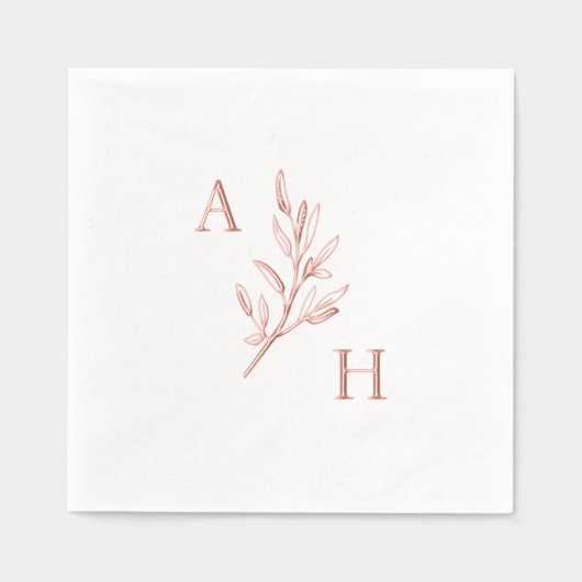 Elegant Wedding Monogram Greenerity Blätter Servietten Mit Folie (Vorderseite)