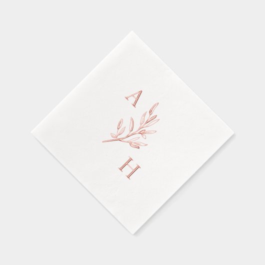Elegant Wedding Monogram Greenerity Blätter Servietten Mit Folie (Rechts)