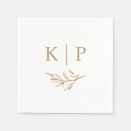 Elegant Wedding Monogram Greenery leaves Serviette (Vorderseite)