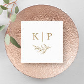 Elegant Wedding Monogram Greenery leaves Serviette