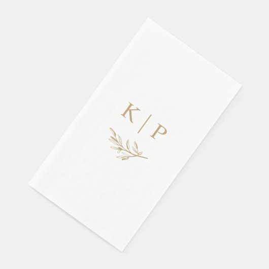 Elegant Wedding Monogram Greenery Serviette (Ecke)