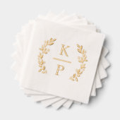 Elegant Wedding Monogram Laurel Branch Greenerity Servietten Mit Folie (Insitu (Gestapelt))