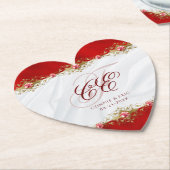 Elegant Wedding Monogram Red Gold Floral Untersetzer (angewinkelt)