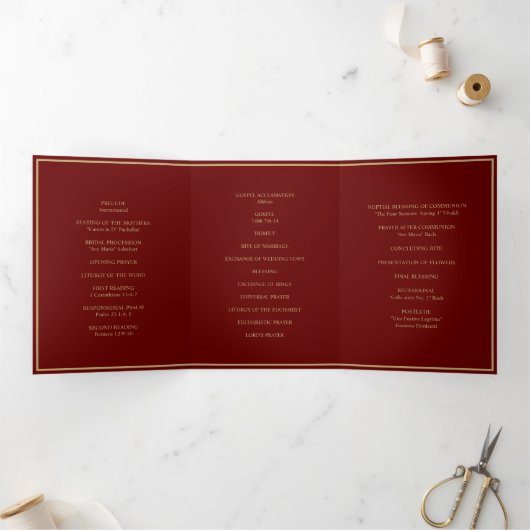 Elegant Wedding Monogram Tri-Fold Wedding Program Dreifach Gefaltete Urlaubskarte (Innenseite)