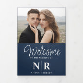 Elegant Wedding Monogram Tri-Fold Wedding Program Dreifach Gefaltete Urlaubskarte (Cover)