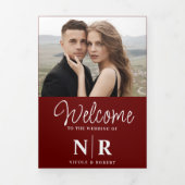 Elegant Wedding Monogram Tri-Fold Wedding Program Dreifach Gefaltete Urlaubskarte (Cover)