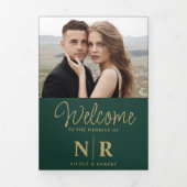 Elegant Wedding Monogram Tri-Fold Wedding Program Dreifach Gefaltete Urlaubskarte (Cover)