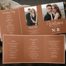 Elegant Wedding Monogram Tri-Fold Wedding Program Dreifach Gefaltete Urlaubskarte