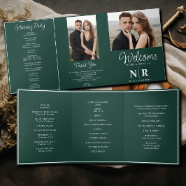 Elegant Wedding Monogram Tri-Fold Wedding Program Dreifach Gefaltete Urlaubskarte