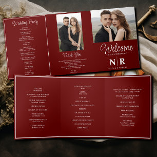 Elegant Wedding Monogram Tri-Fold Wedding Program Dreifach Gefaltete Urlaubskarte