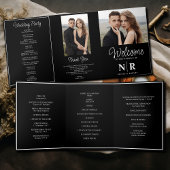 Elegant Wedding Monogram Tri-Fold Wedding Program Dreifach Gefaltete Urlaubskarte
