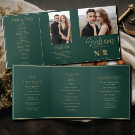 Elegant Wedding Monogram Tri-Fold Wedding Program Dreifach Gefaltete Urlaubskarte