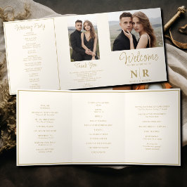 Elegant Wedding Monogram Tri-Fold Wedding Program Dreifach Gefaltete Urlaubskarte