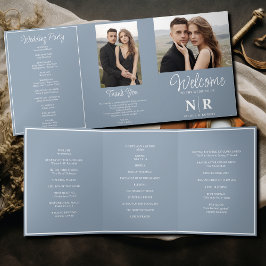 Elegant Wedding Monogram Tri-Fold Wedding Program Dreifach Gefaltete Urlaubskarte