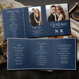 Elegant Wedding Monogram Tri-Fold Wedding Program Dreifach Gefaltete Urlaubskarte
