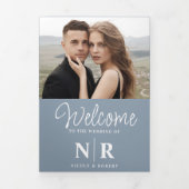 Elegant Wedding Monogram Tri-Fold Wedding Program Dreifach Gefaltete Urlaubskarte (Cover)