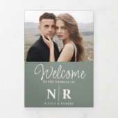 Elegant Wedding Monogram Tri-Fold Wedding Program Dreifach Gefaltete Urlaubskarte (Cover)