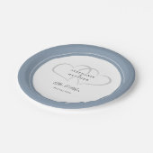 Elegant Wedding Mr & Mrs Dusty Blue Chic Hearts Pappteller (Schrägansicht)