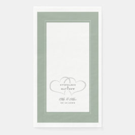 Elegant Wedding Mr. & Mrs. Green White Chic Hearts Serviette