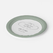 Elegant Wedding Mr. & Mrs Rustic Sage Green Hearts Pappteller (Schrägansicht)