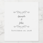 Elegant Wedding Names Date Calligraphy Chic Gray Weinetikett (Einzelnes Label)