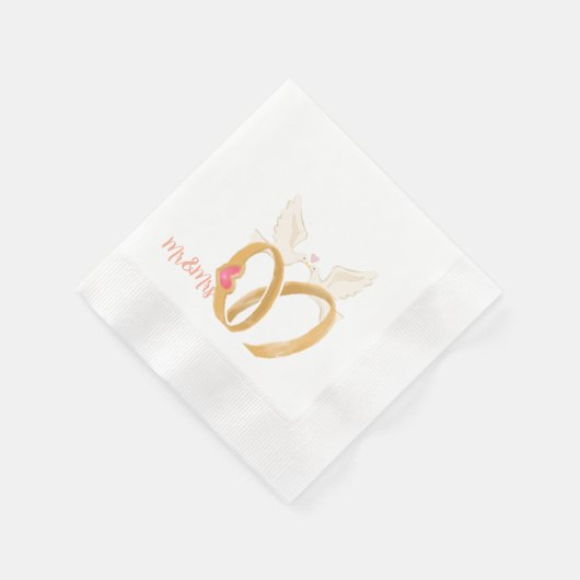 Elegant Wedding Napkin mit Rings and Doves - "Mr. Serviette (Ecke)