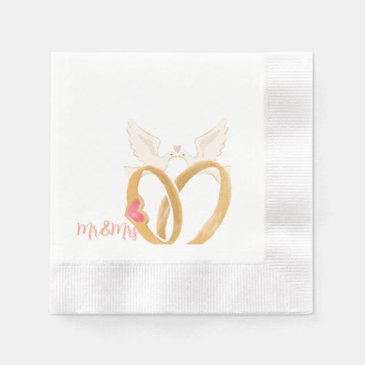 Elegant Wedding Napkin mit Rings and Doves - "Mr. Serviette (Vorderseite)