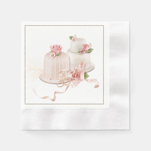 Elegant Wedding Napkins mit Hochzeitskuchen Serviette (Vorderseite)