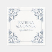 Elegant Wedding Napkins | Nadine (Dusty Blue) 2 Serviette (Vorderseite)