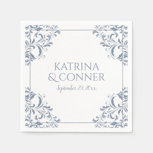 Elegant Wedding Napkins | Nadine (Dusty Blue) 2 Serviette (Vorderseite)